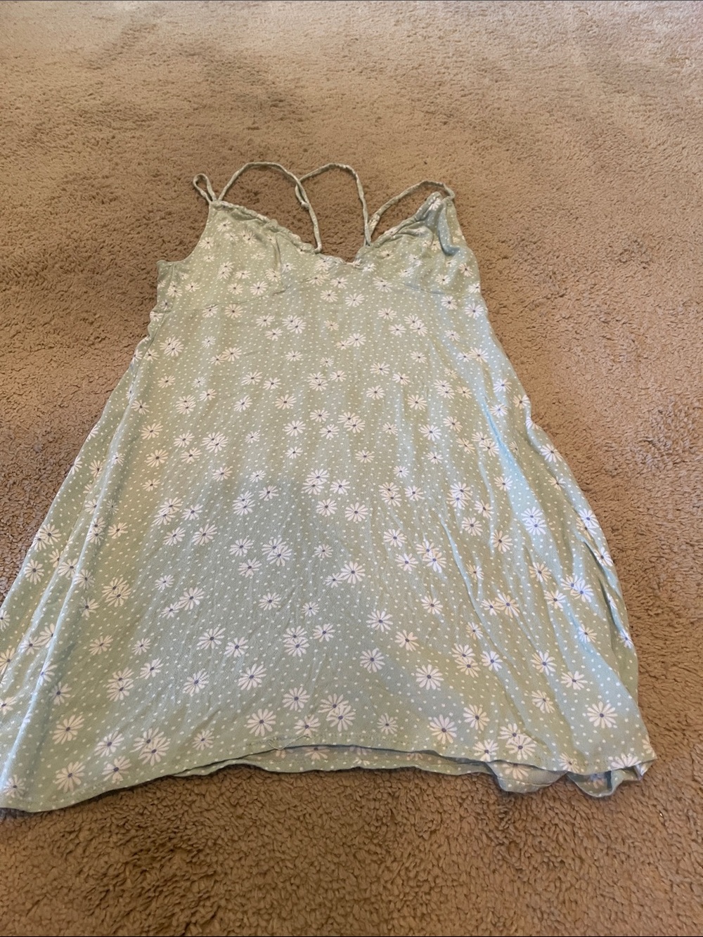 Floral Mint Slip Mini Dress with Daisy Print